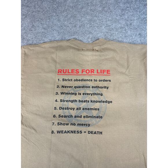 VINTAGE 90s Soldier Movie Shirt Mens XL Brown Graphic Murina USA Short Sleeve - Picture 6 of 10